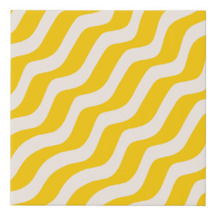 Yellow Psychedelic Stripes Retro Wavy Lines Faux Canvas Print