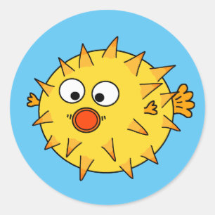 Yellow Puffer Fish Classic Round Sticker