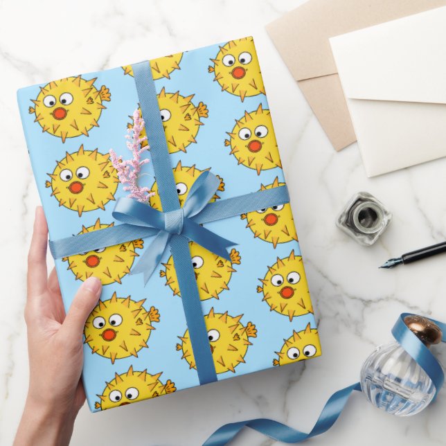 Yellow Puffer Fish  Wrapping Paper (Gifting)