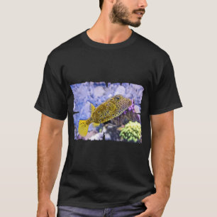 Yellow Pufferfish On A Reef Digital Art Design T-Shirt