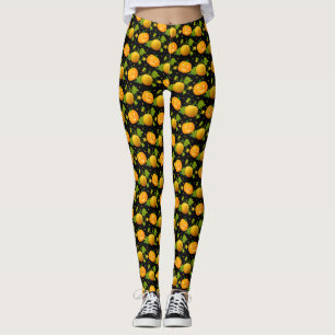 Yellow Pumpkin Halloween Leggings