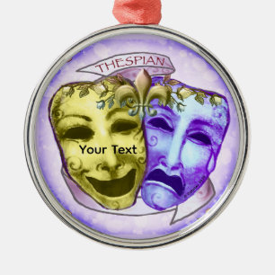 Yellow Purple Actor Masks Metal Tree Decoration
