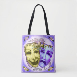 Yellow Purple Actor Masks Tote Bag