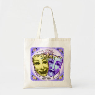Yellow Purple Actor Masks Tote Bag