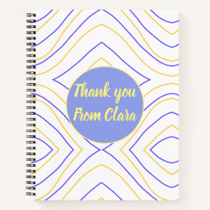 Yellow purple add name thank you title lines curve notebook