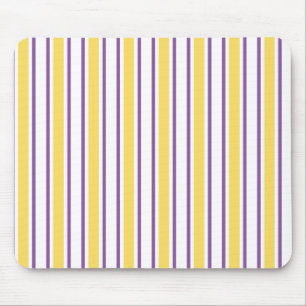 Yellow, purple and white candy stripes mouse mat