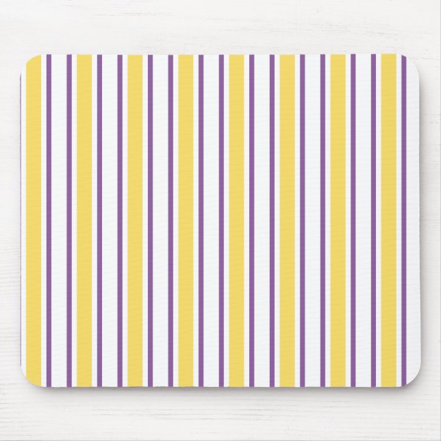 Yellow, purple and white candy stripes mouse mat (Front)