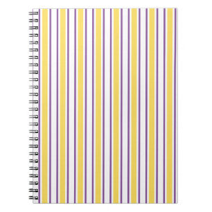 Yellow, purple and white candy stripes notebook
