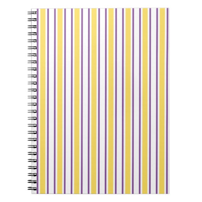 Yellow, purple and white candy stripes notebook (Front)