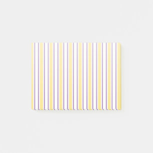 Yellow, purple and white candy stripes post-it notes