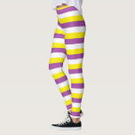 Yellow, Purple and White Stripes Leggings<br><div class="desc">Abstract digital art of yellow,  purple and white stripes</div>