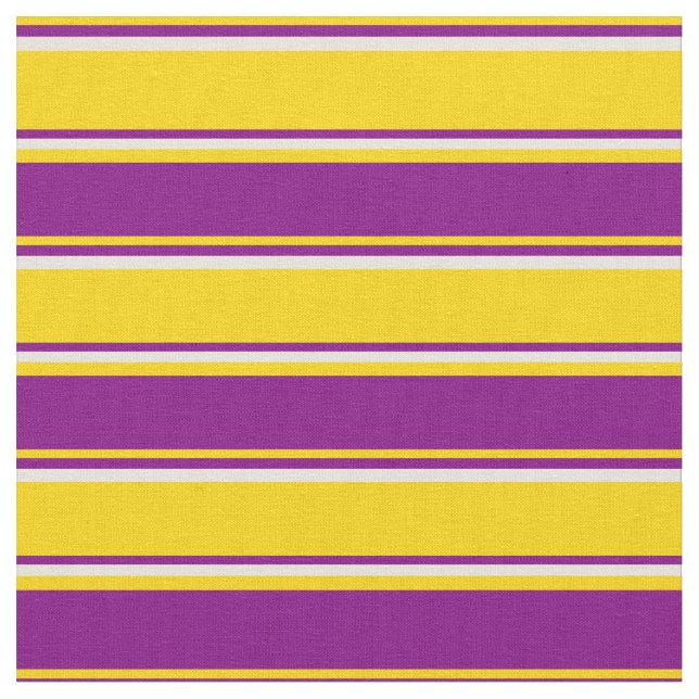Yellow, Purple & Beige Striped/Lined Pattern Fabric (Close Up)