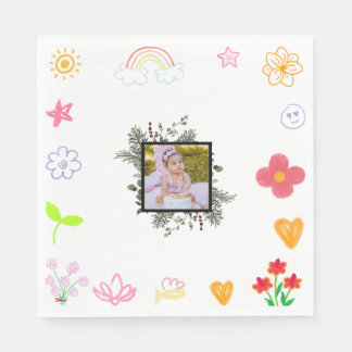 Yellow & Purple Birthday Napkins for Kids