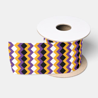 Yellow, Purple, Black and White Zigzag Chevron Satin Ribbon