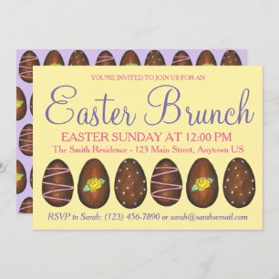 Yellow Purple Buttercream Easter Basket Egg Brunch Invitation