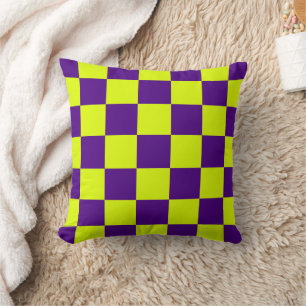Yellow Purple Chequerboard Pillow