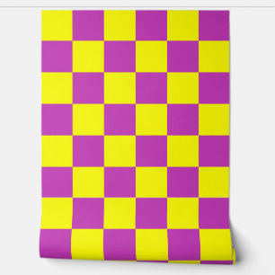 Yellow Purple Chequered Pattern Background Wallpaper