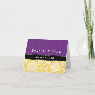 Yellow Purple Damask Wedding Save The Date Announcement