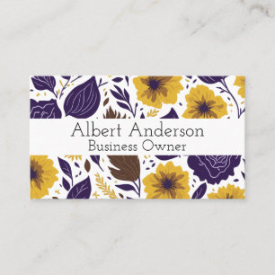 Yellow Purple Floral Pattern Business Card