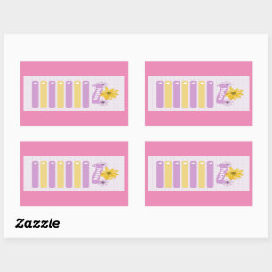 Yellow Purple Girly Floral Flower Blossom Hearts Rectangular Sticker