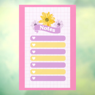 Yellow Purple Girly Floral Flower Blossom Hearts Window Cling