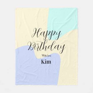 Yellow purple green happy birthday abstract pastel fleece blanket