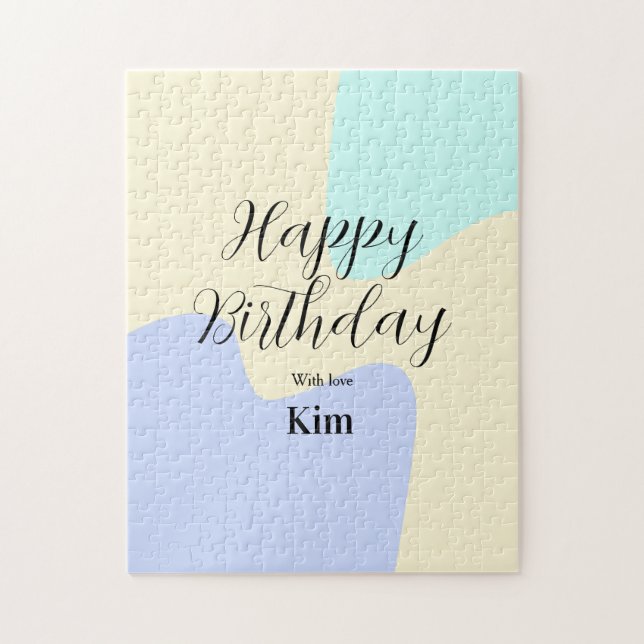 Yellow purple green happy birthday abstract pastel jigsaw puzzle (Vertical)