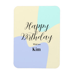 Yellow purple green happy birthday abstract pastel magnet