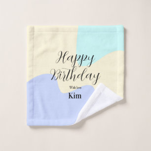 Yellow purple green happy birthday abstract pastel wash cloth