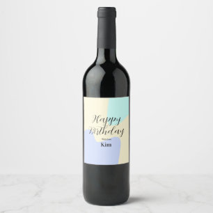 Yellow purple green happy birthday abstract pastel wine label
