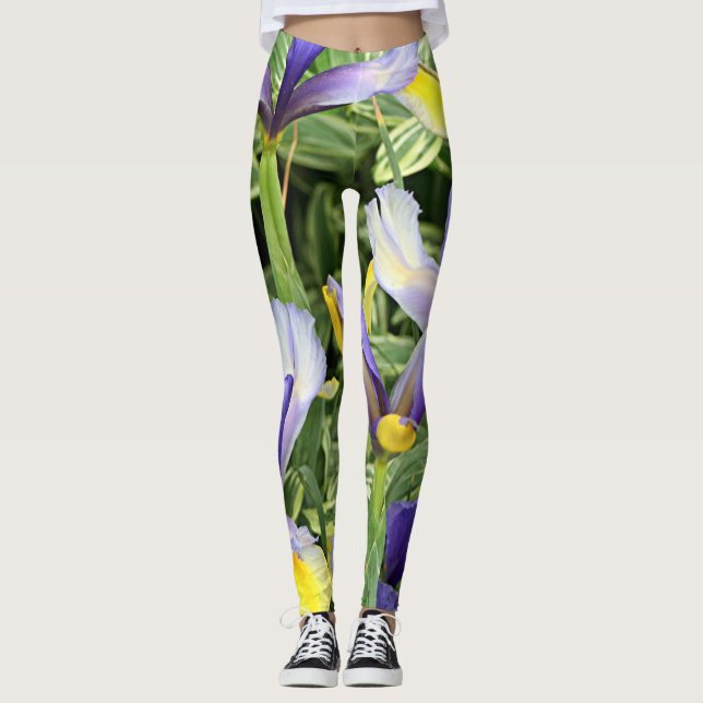Yellow & purple irises leggings (Front)