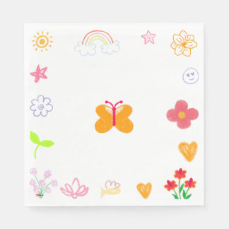Yellow & Purple Kids Birthday Party Napkins