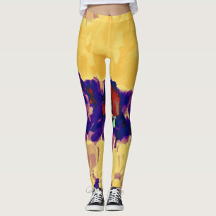 Yellow Purple Paint Splatter Leggings