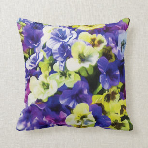 Yellow & Purple Pansies Cushion