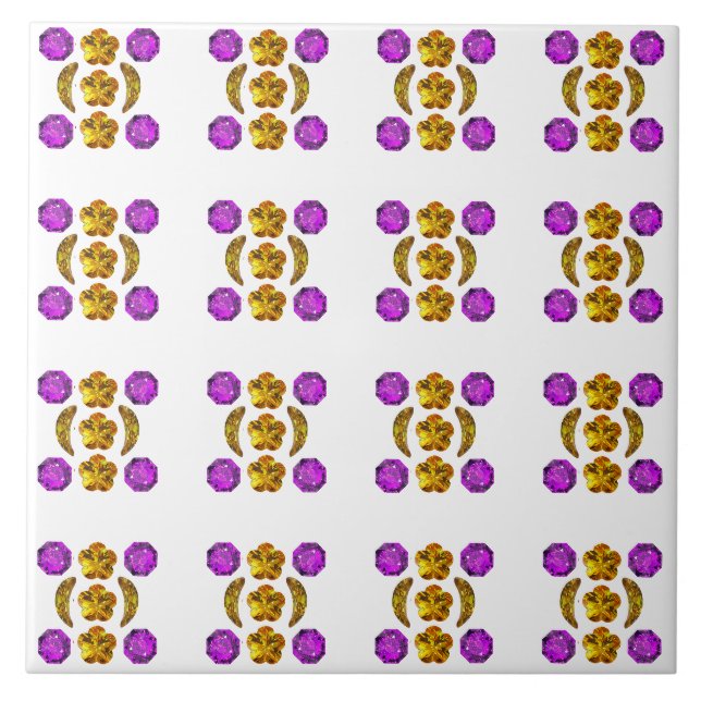 Yellow Purple Pattern Tile (Front)