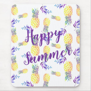 YELLOW & PURPLE PINEAPPLE HAPPY SUMMER MOUSE MAT