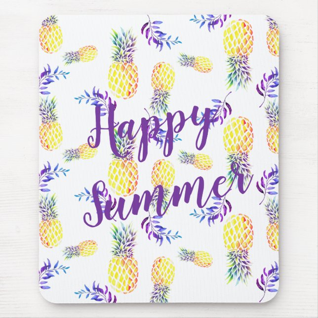 YELLOW & PURPLE PINEAPPLE HAPPY SUMMER MOUSE MAT (Front)