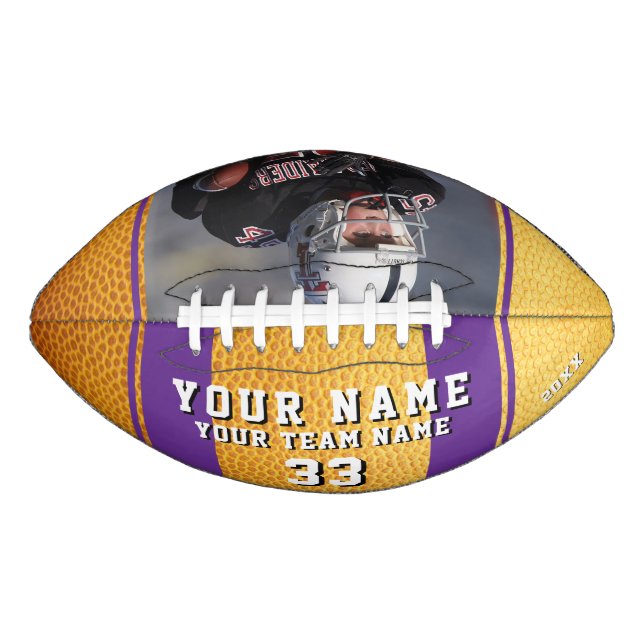Yellow Purple Player Name Number Team Photo  American Football (Front)