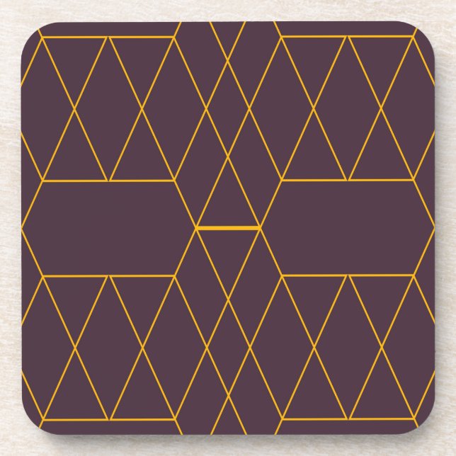 Yellow, purple, simple, modern geometric graphic coaster (Front)