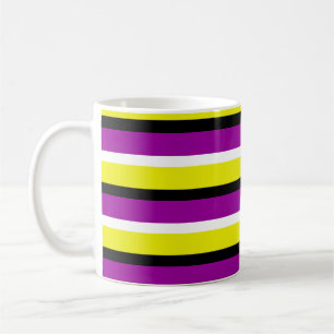 Yellow Purple Stripes Pattern Coffee Mug