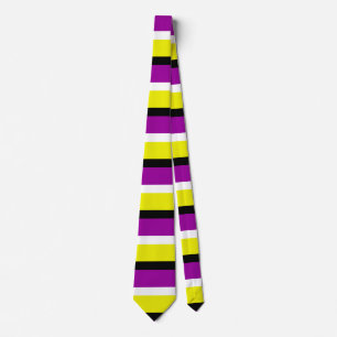 Yellow Purple Stripes Pattern Tie