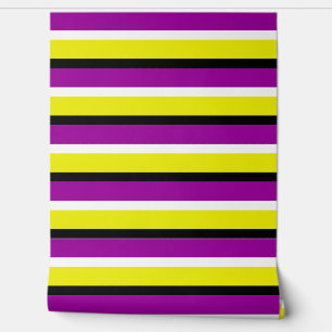 Yellow Purple Stripes Pattern Wallpaper