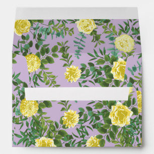 Yellow & Purple Vintage Elegant Spring Wedding Envelope