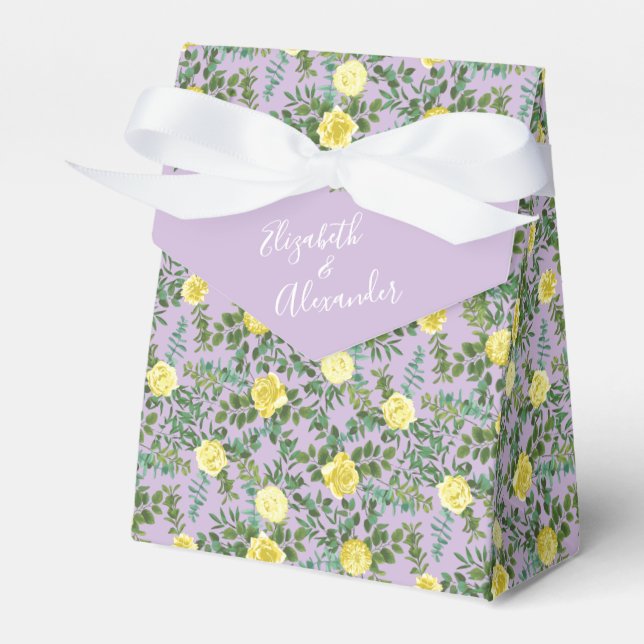 Yellow & Purple Vintage Elegant Spring Wedding Favour Box (Front Side)