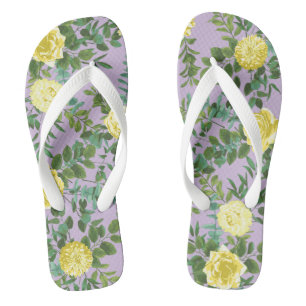 Yellow & Purple Vintage Elegant Spring Wedding Flip Flops