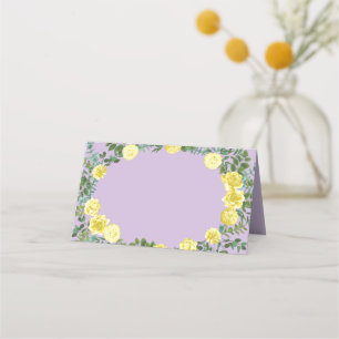 Yellow & Purple Vintage Elegant Spring Wedding Place Card