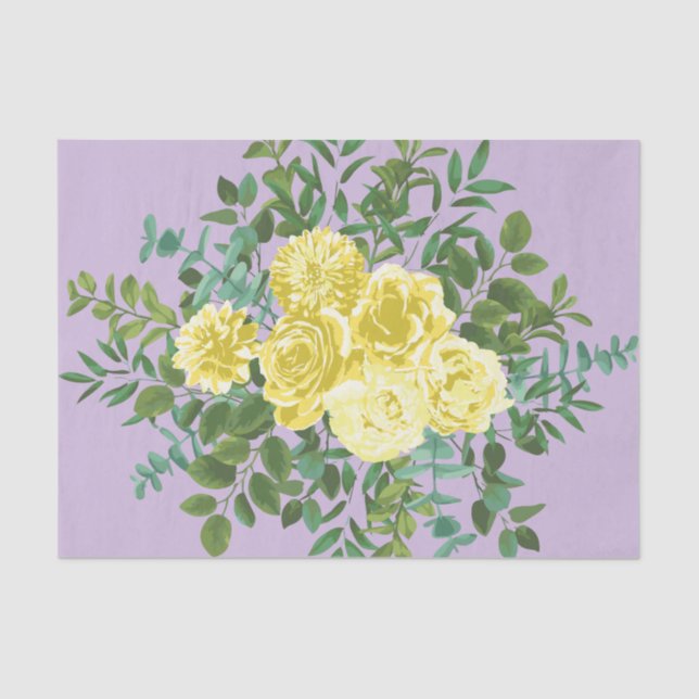 Yellow & Purple Vintage Elegant Spring Wedding Tissue Paper (Front)
