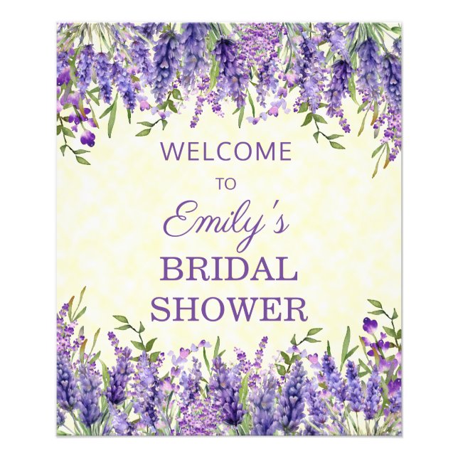 Yellow Purple Watercolor Floral Bridal Shower Photo Print (Front)