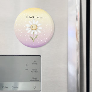 Yellow Purple White Bokeh Dots Daisy Sunshine Magnet