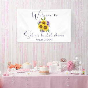 Yellow purple wildflower sunflower watercolor  banner